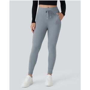 Halara NWT plush high waisted drawstring pocket full length joggers gray XL